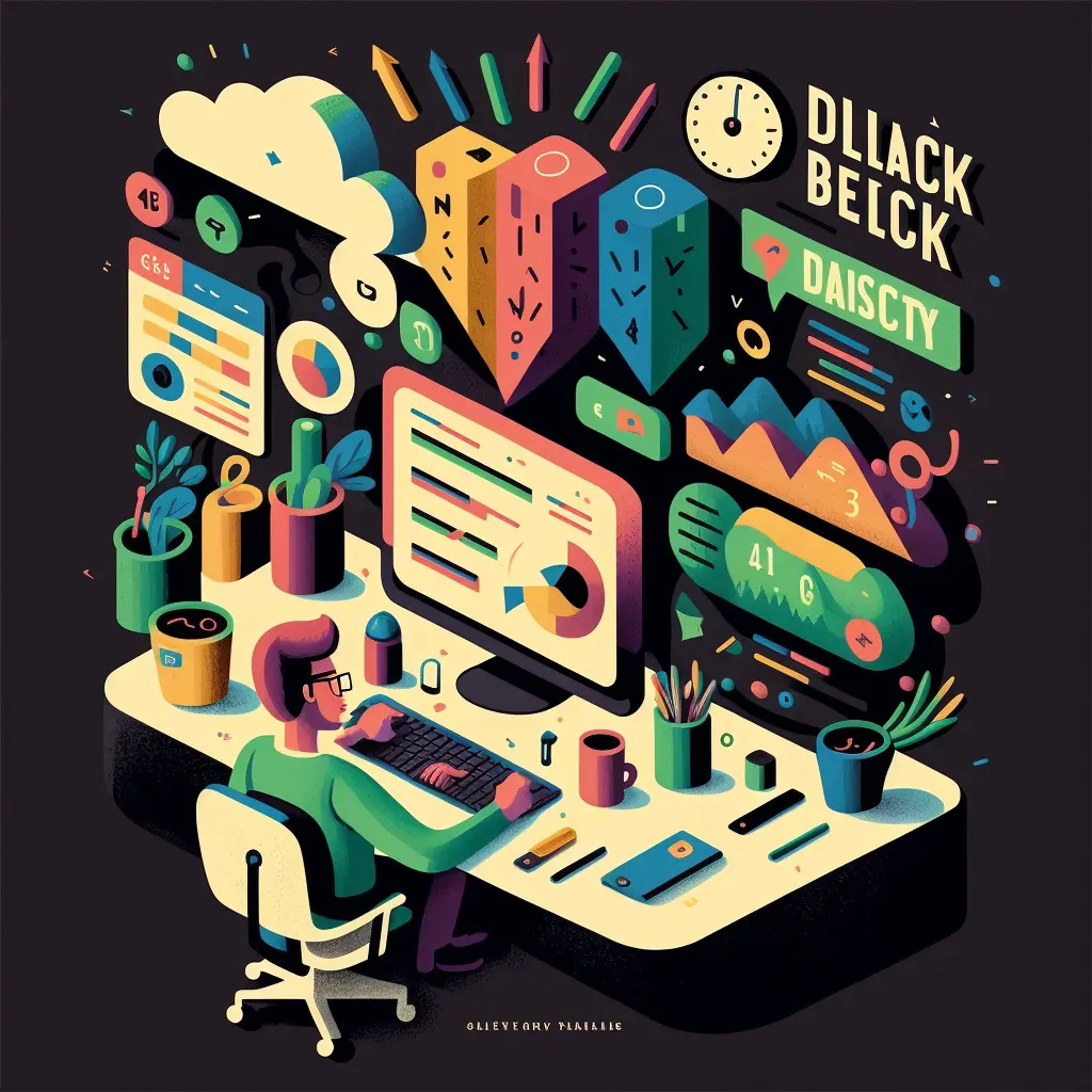 generic productivity illustration for a tech company, by slack and behance 